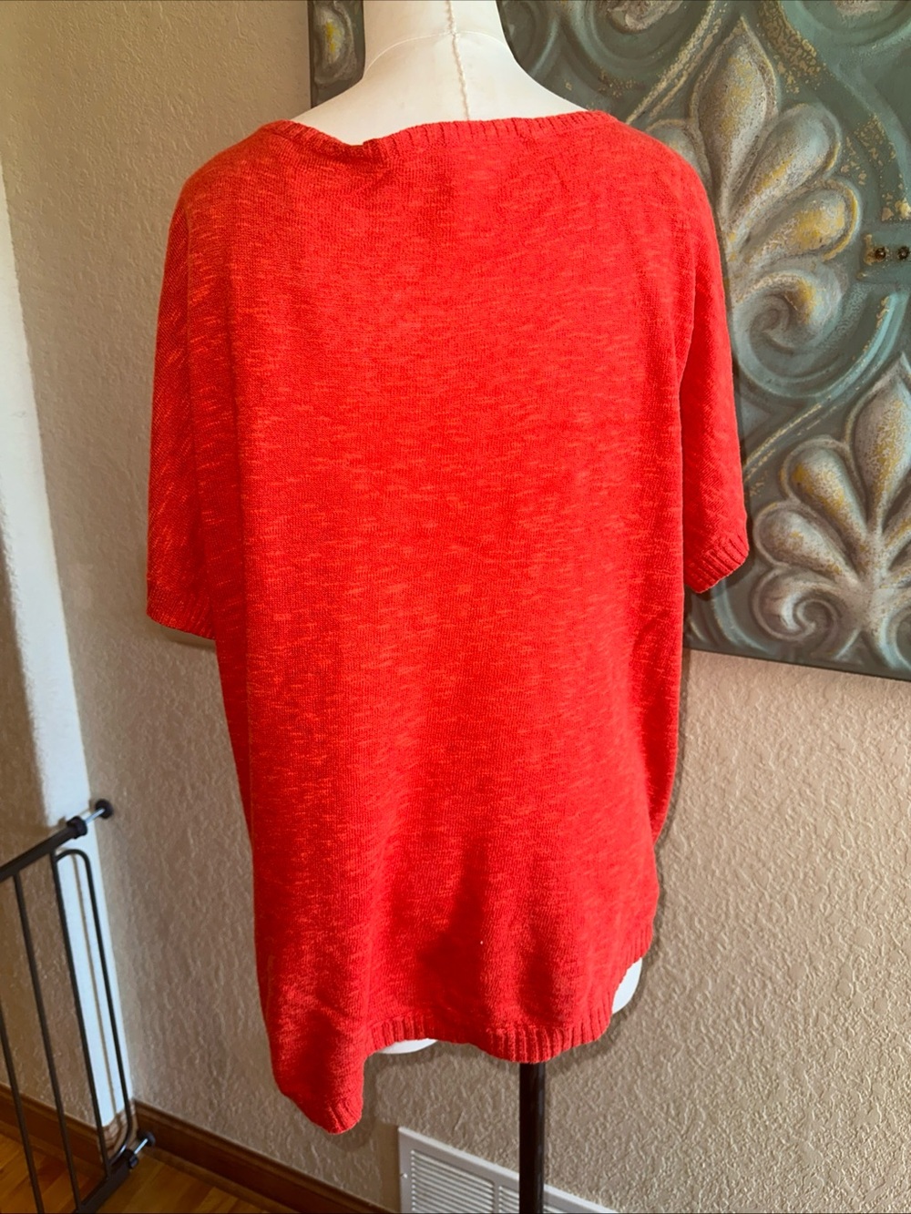 Eileen Fisher Bright Red Knit Sweater Top large - Picture 3 of 10